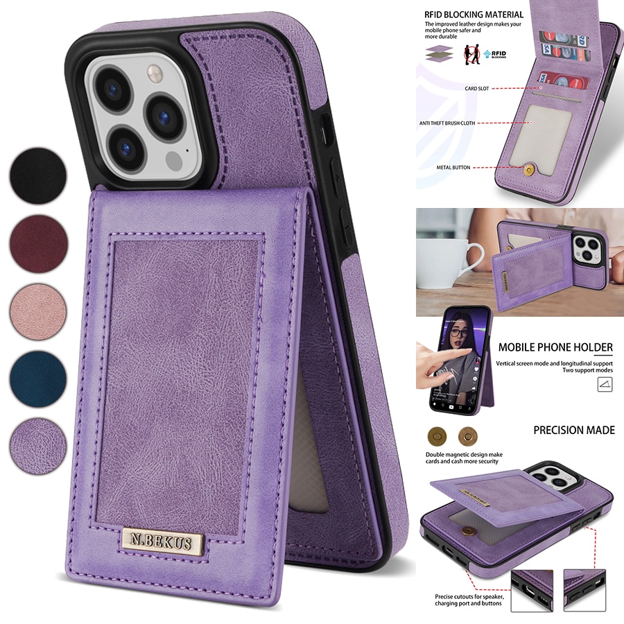Wallet-Top-And-Bottom-Open-Side-Leather-Case-For-iPhone-14-Pro-Max-13-Pro-Max
